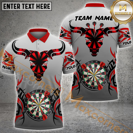 Maxcorners Darts Bullseye Dartboard Pattern Multicolor Options Personalized Name, Team Name 3D Polo Shirt (4 Colors)