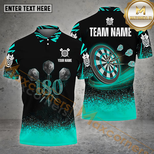 Maxcorners Darts Light Dartboard With Score 180 Multicolor Options Personalized Name, Team Name 3D Polo Shirt (4 Colors)