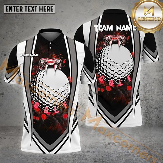 Maxcorners Golf Snake Pattern Multicolor Option Customized Name, Team Name 3D Polo Shirt (4 Colors)
