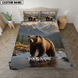 Maxcorners Custom Name Mountain Bear Pattern Hunting Bedding Set 3D All Over Printed