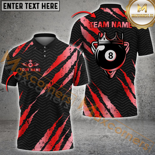 Maxcorners Billiard 8 Ball Scratch Claw Marks Multicolor Options Personalized Name, Team Name 3D Shirt (4 Colors)