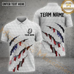 Maxcorners Golf Flag Of USA Pattern Customized Name, Team Name Shirts Style 13