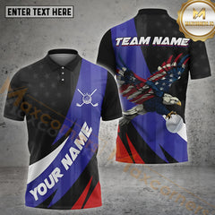 Maxcorners Golf Flag Of USA Pattern Customized Name, Team Name Shirts Style 20