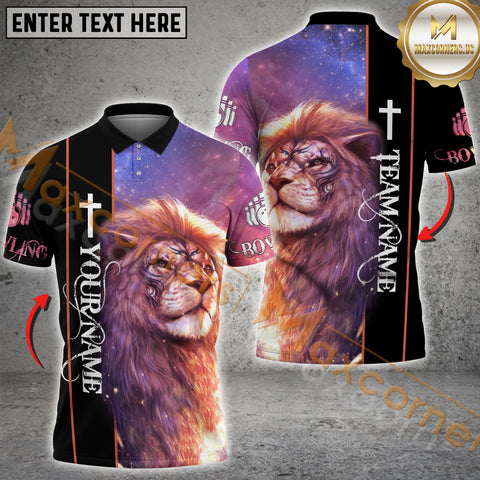 Maxcorners Lion Galaxy Faith Bowling Personalized Name, Team Name 3D Shirt