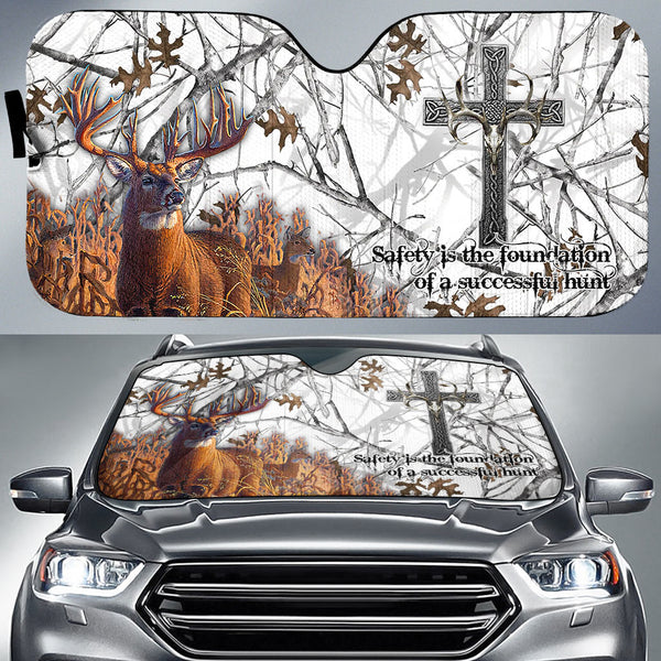 Maxcorners Premium Line Deer Hunting Leather Pattern Car Auto Sun Shade