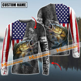 Maxcorner Bass Fishing USA Skull Fish Pattern Personalized 3D Long Sleeve Shirt