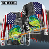 Maxcorner Mahi-Mahi Fishing USA Skull Fish Pattern Personalized 3D Long Sleeve Shirt