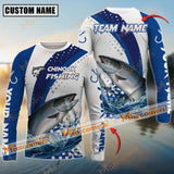 Maxcorner Chinook Fishing Blue Jersey Premium Line Pattern Personalized 3D Long Sleeve Shirt