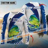 Maxcorner Mahi-Mahi Fishing Blue Jersey Premium Line Pattern Personalized 3D Long Sleeve Shirt