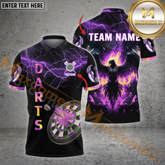 Maxcorners Darts Phoenix  Fire Pattern Option Customized Name 3D Shirt (4 Colors)
