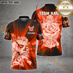Maxcorners Darts Skull Rose Pattern Option Customized Name 3D Shirt (4 Colors)