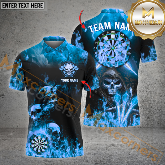 Maxcorners Fire Darts Skull Customized Name 3D Shirt (4 Colors)