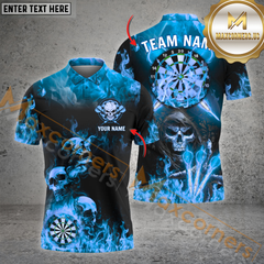 Maxcorners Fire Darts Skull Customized Name 3D Shirt (4 Colors)