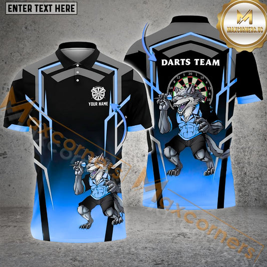 Maxcorners Darts Wolf Black Pattern Multicolor Options Personalized Name, Team Name 3D Polo Shirt (4 Colors)