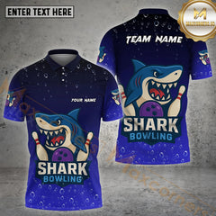 Maxcorners Ocean Theme Bowling Shirt With Shark Personalized Name, Team Name 3D Shirt