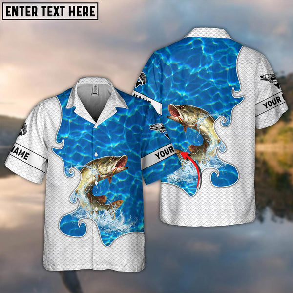 Maxcorner Pike Fishing Blue Water Personalized 3D Hawaiian Shirt