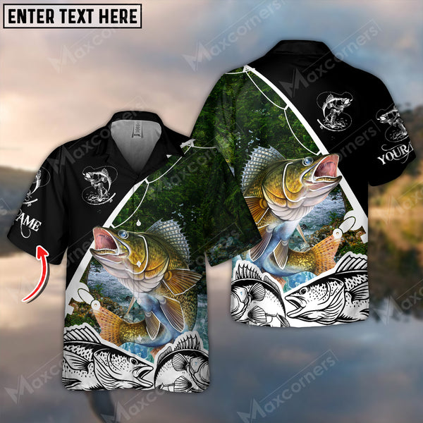 Maxcorner Walleyes Fishing Tree Personalized 3D Hawaiian Shirt