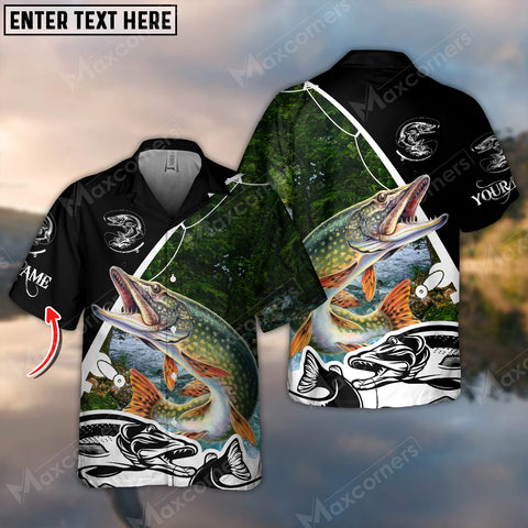 Maxcorner Pike Fishing Tree Personalized 3D Hawaiian Shirt