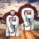 Maxcorner Marlin Fishing Red Personalized 3D Hawaiian Shirt