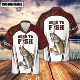 Maxcorner WalleyesFishing Red Personalized 3D Hawaiian Shirt