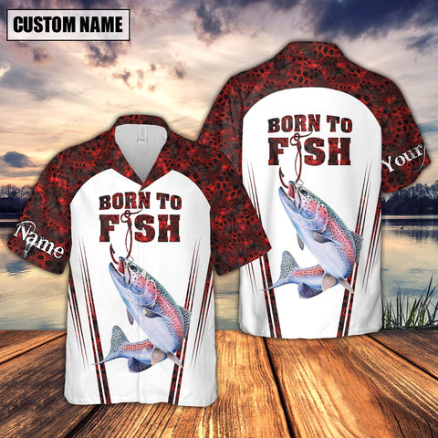 Maxcorner Trout Fishing Red Personalized 3D Hawaiian Shirt