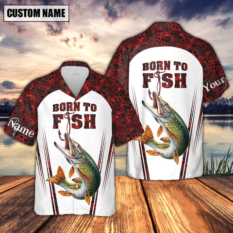 Maxcorner Pike Fishing Red Personalized 3D Hawaiian Shirt
