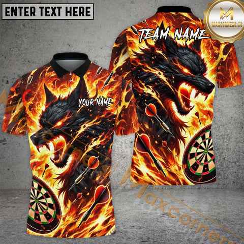 Maxcorners Darts Flame Wolf Dartboard Jersey Multicolor Options Personalized Name, Team Name 3D Shirt For Kristen
