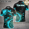 Maxcorners Darts Blue Flame Wolf Silhouette Smoke Multi Options Personalized Name, Team Name Unisex 3D Shirt (4 Colors)