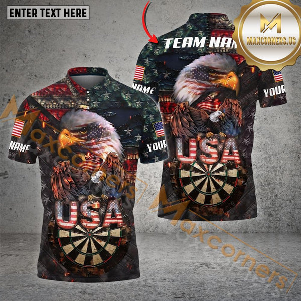 Maxcorners USA Pride Eagle Darts Personalized Name 3D Shirt