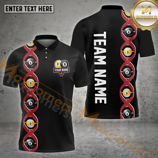 Maxcorners Billiards Black DNA 8 9 Pool Balls Personalized Name, Team Name 3D Shirt