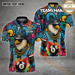 Maxcorners Billiards Graffiti Eagle Street Style 8 Ball Personalized Name, Team Name 3D Shirt