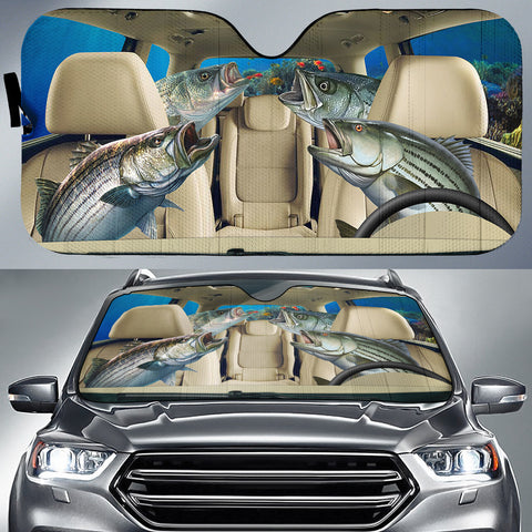 Maxcorners Striped Bass Fishing Family Car Auto Sun Shade