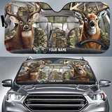 Maxcorners Deer Hunting Driving Camo Pattern Custom Name All Over Printed 3D Car Sun Shade