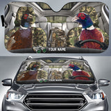 Maxcorners Pheasant Hunting Driving Camo Pattern Custom Name All Over Printed 3D Car Sun Shade