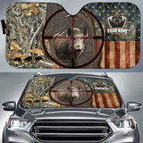 Maxcorners Boar Hunting USA Flag Camo Pattern Custom Name All Over Printed 3D Car Sun Shade