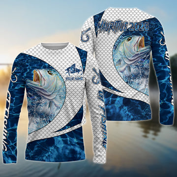Maxcorners trevally GT Fishing Blue Wave Dynamic Sport Jersey Personalized Name, Team Name 3D All Over Printed Clothes For Sébastien