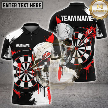 Maxcorners Darts Low Poly Cracked Skull Dartboard Contrast Multi Options Personalized Name, Team Name Unisex 3D Shirt (5 Colors)