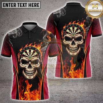 Maxcorners Darts Glowing Fire Skull Head Dartboard Face Smoke Multi Options Personalized Name, Team Name Unisex 3D Shirt (4 Colors)