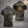 Maxcorners Darts Black Leather Biker Zipper Jacket Accents Dartboard Multi Options Personalized Name, Team Name Unisex 3D Shirt (5 Colors)