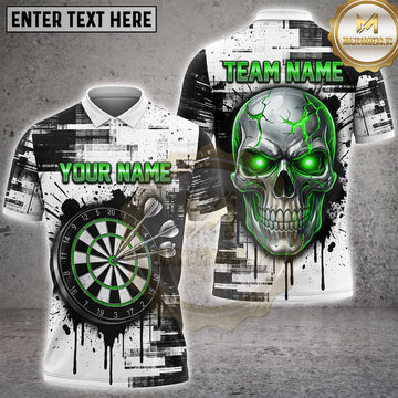 Maxcorners Darts Glowing Eyes Skull Paint Drip Grunge Multi Options Personalized Name, Team Name Unisex 3D Shirt (5 Colors)