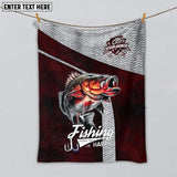 Maxcorners Custom Name Bass Fishing Red Blanket