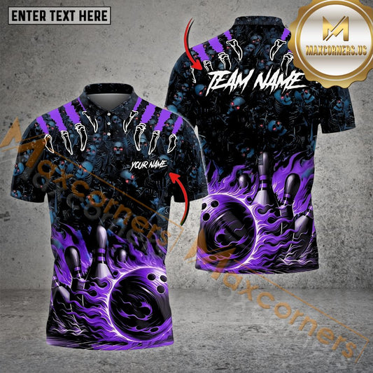 Maxcorner Bowling Ball & Pins Wanna Go To Hell Multicolor Option Customized Name 3D Shirt (4 Colors)