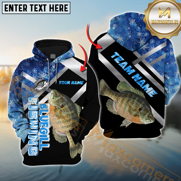 Maxcorners Bluegill Fishing Blue Smoke Pattern Pro Sport Jersey Personalized Name And Team Name Ice Fishing Hoodie Shirt