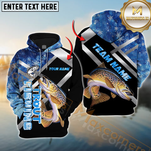 Maxcorners Trout Fishing Blue Smoke Pattern Pro Sport Jersey Personalized Name And Team Name Ice Fishing Hoodie Shirt