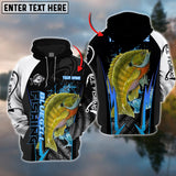 Maxcorners Bluegill Fishing Blue Line Black Pattern Pro Sport Jersey Personalized Name And Team Name Ice Fishing Hoodie Shirt