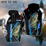 Maxcorners Crappie Fishing Blue Line Black Pattern Pro Sport Jersey Personalized Name And Team Name Ice Fishing Hoodie Shirt