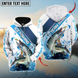 Maxcorners Musky Fishing Rod Blue Pattern Pro Sport Jersey Personalized Name And Team Name Ice Fishing Hoodie Shirt