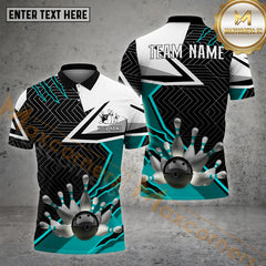 Maxcorners Bowling Ball & Pins Jersey Pattern Personalized Name, Team Name 3D Polo Shirt (4 Colors)