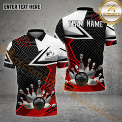 Maxcorners Bowling Ball & Pins Jersey Pattern Personalized Name, Team Name 3D Polo Shirt (4 Colors)