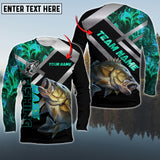 Maxcorners Bass Fishing Cyan Smoke Pattern Pro Sport Jersey Personalized Name And Team Name Long Sweat Shirt